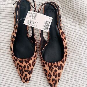 H&M Brown and Black Leopard Print Kitten Heels